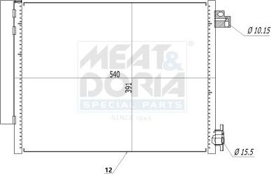 Радиатор кондиционера (конденсатор) Meat & Doria для Renault Duster II 2021-2026. Артикул 991264