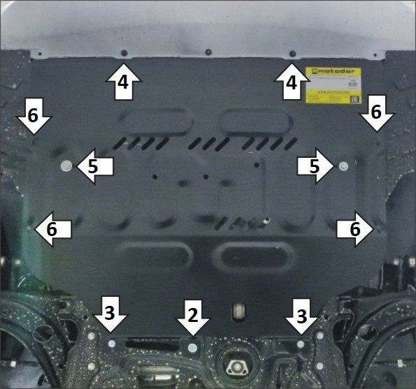 Защита Мотодор усиленная для двигателя и КПП FAW Bestune B70 2022-2026. Артикул 73902