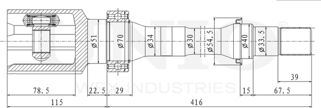 ШРУС внутренний (Unio). Артикул CVJ-30183