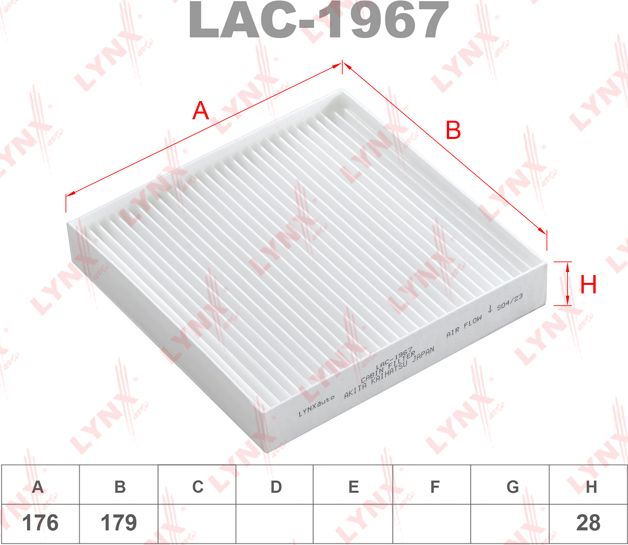Салонный фильтр LYNXauto. Артикул LAC-1967
