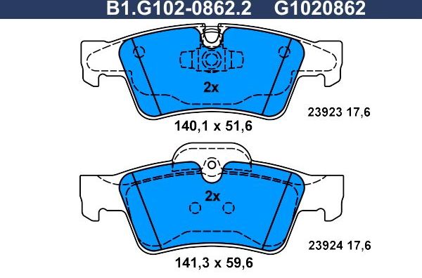 Тормозные колодки Galfer. Артикул B1.G102-0862.2