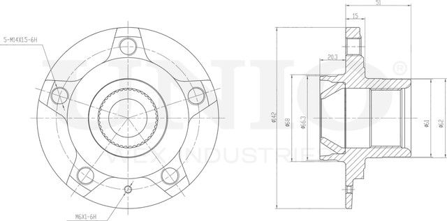 Ступица колеса (Unio). Артикул HUB-20217