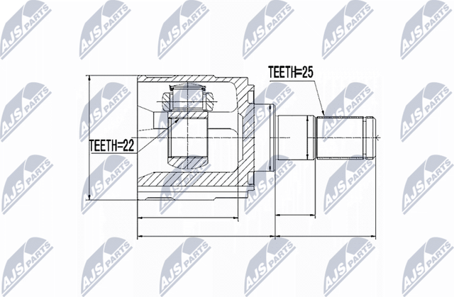Шрус внутренний (граната) NTY передний для Kia Cerato I 2004-2009. Артикул NPW-KA-318