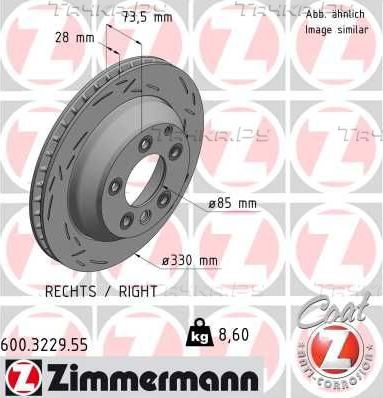 Тормозной диск Zimmermann Black Z задний правый для Porsche Cayenne II (958) 2010-2014. Артикул 600.3229.55