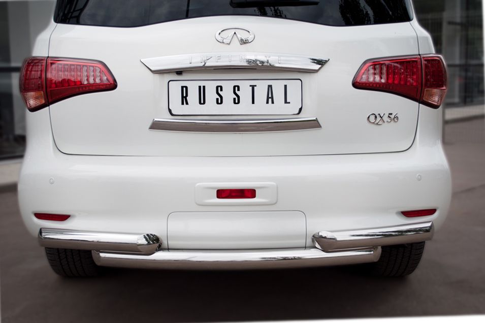 Защита RusStal заднего бампера 76/76х2 для Infiniti QX56 III 2010-2013. Артикул INZ-000850