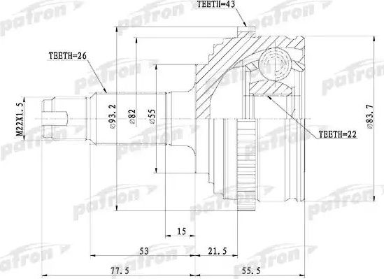 Шрус наружный (граната) Patron для Rover 45 2000-2005. Артикул PCV1288