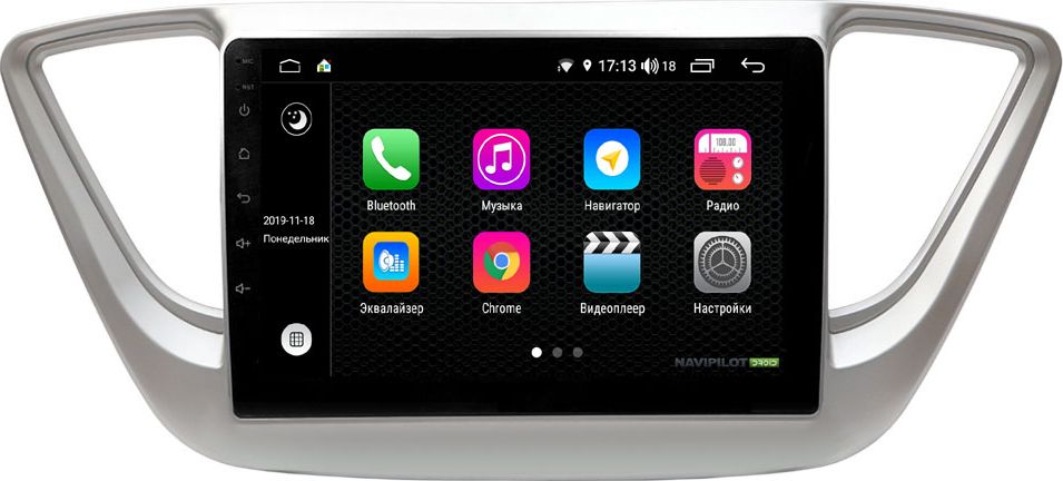 Штатное головное устройство NaviPilot с экраном 9" Android 9 DSP сенсорные кнопки для Hyundai Solaris II 2017-2026. Артикул NPD9L-WR-HY855/L6143-09