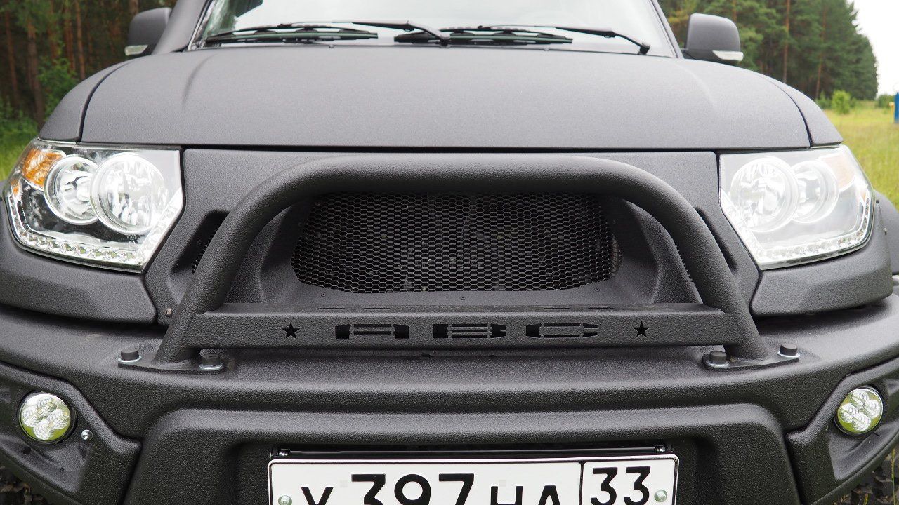 Дуга защитная АВС-Дизайн (М) для УАЗ Patriot 2015-2026 чёрная. Артикул ABC.UAZ.FB.G.31