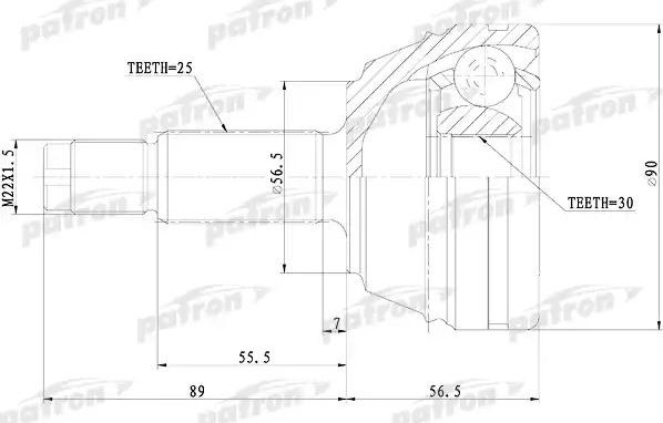 Шрус наружный (граната) Patron для Ford Escort V 1998-2000. Артикул PCV1074