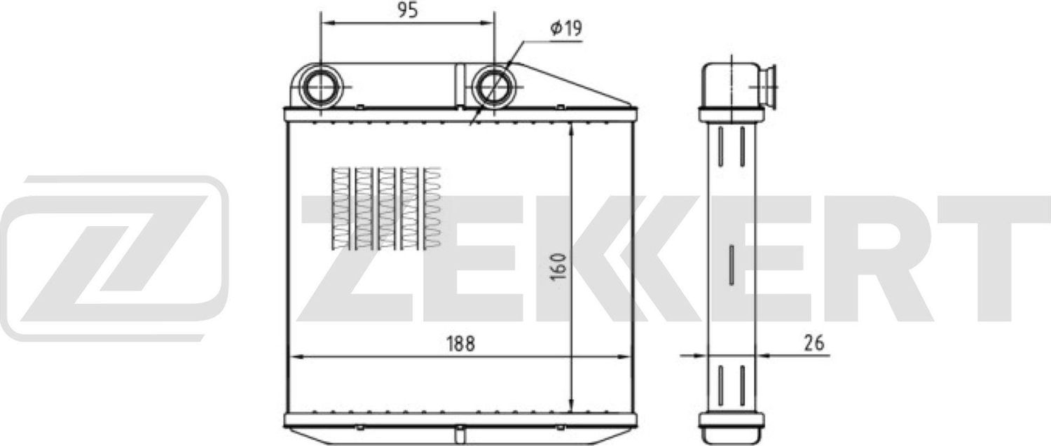 Радиатор отопителя (печки) Zekkert (алюминий). Артикул MK-5056