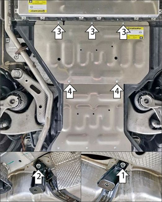 Защита алюминиевая Мотодор усиленная для топливного бака Voyah Free в комплектации EVR Sport Edition хэтчбек 2023-2026. Артикул 348604