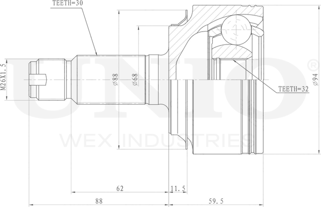 ШРУС наружный (Unio). Артикул CVJ-20239