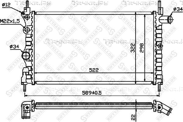 Радиатор охлаждения двигателя Stellox. Артикул 10-25223-SX