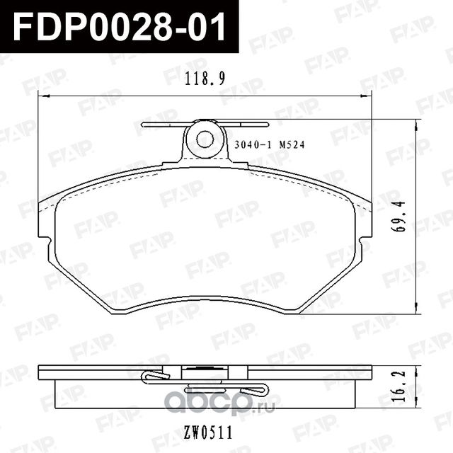 FDP0028-01 КОЛОДКИ ТОРМОЗНЫЕ ДИСКОВЫЕ (КОМПЛЕКТ) (FAP). Артикул FDP002801