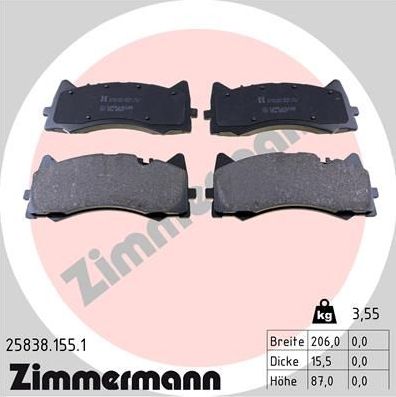 Тормозные колодки Zimmermann. Артикул 25838.155.1