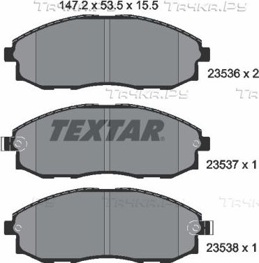 Тормозные колодки Textar передние для Hyundai H-1 I 1997-2007. Артикул 2353601