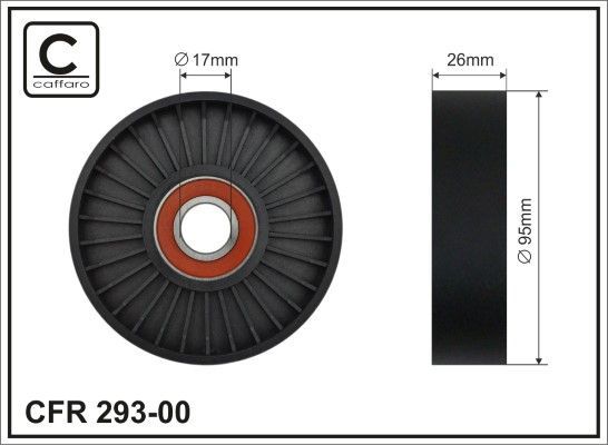 Натяжной ролик (натяжитель) приводного поликлинового ремня Caffaro (полимерный материал). Артикул 293-00