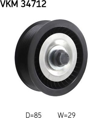 Направляющий (ведущий) ролик приводного поликлинового ремня SKF (полимерный материал). Артикул VKM 34712