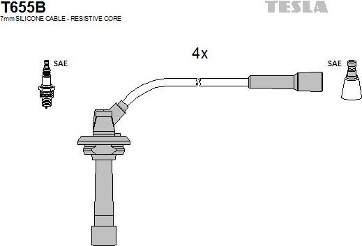 Высоковольтные провода (провода зажигания) (комплект) Tesla. Артикул T655B