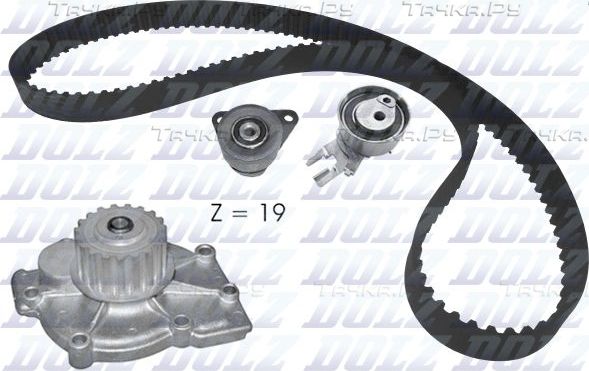 Помпа (водяной насос) с комплектом ремня ГРМ Dolz для Volvo V70 III 2007-2012. Артикул KD164
