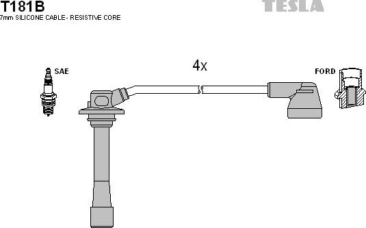 Высоковольтные провода (провода зажигания) (комплект) Tesla. Артикул T181B