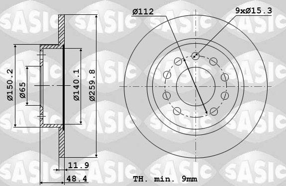 Тормозной диск Sasic. Артикул 6106027