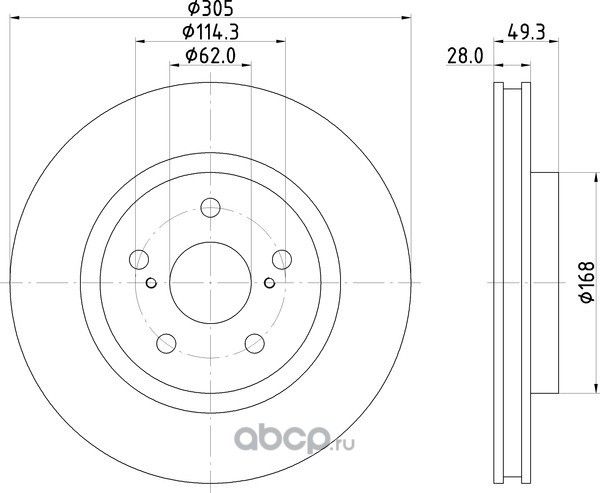 92304303 Диск тормозной TOYOTA CAMRY V70 17-/RAV 4 18- передний D 305мм 43512062 (Textar). Артикул 92304303