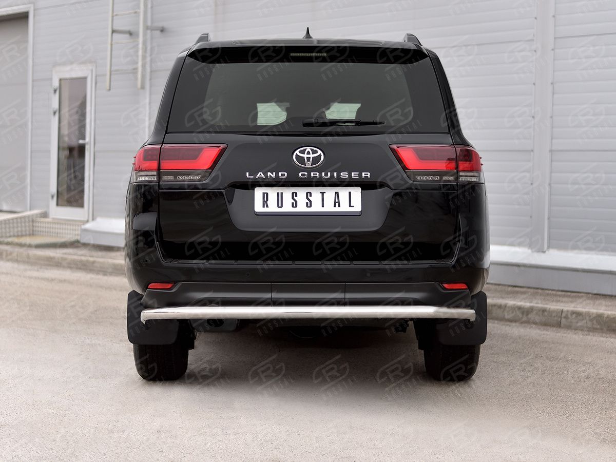 Защита RusStal заднего бампера d63 секции для Toyota Land Cruiser 300 2021-2026. Артикул TLCZ-003790