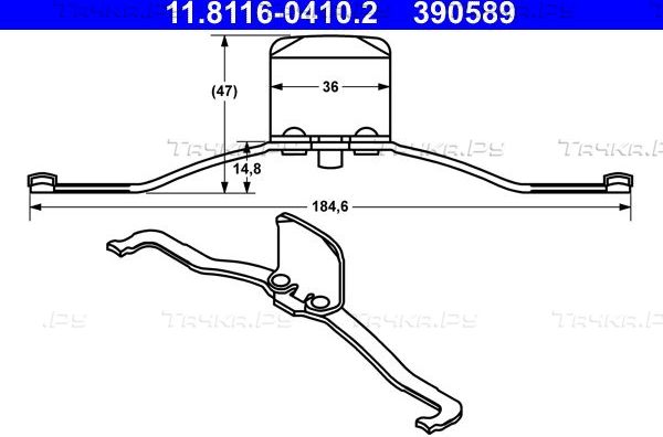 Пружина тормозного суппорта ATE передний для Audi A8 II (D3) 2002-2009. Артикул 11.8116-0410.2