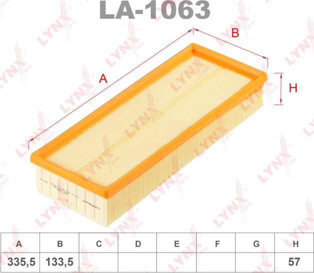 Воздушный фильтр LYNXauto для Jeep Wrangler I (YJ) 1986-1989. Артикул LA-1063