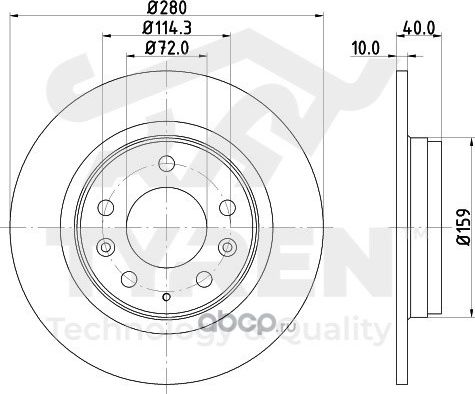 Тормозной диск (Tyren). Артикул TYR1014321