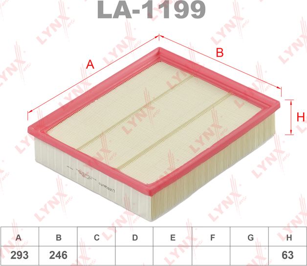 Воздушный фильтр LYNXauto для Volkswagen Crafter II 2016-2026. Артикул LA-1199
