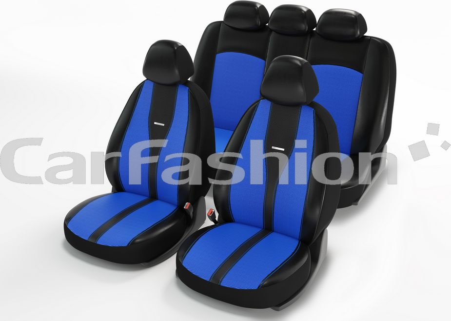 Чехлы универсальные CarFashion Major на сидения авто, цвет Синий/Черный/Синий/Черный. Артикул 10023