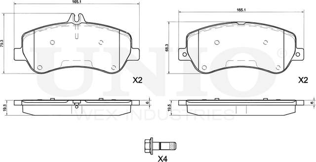 Колодки тормозные дисковые, комплект (Unio). Артикул BRP-20362