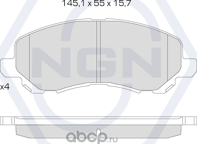 Колодки тормозные керамические, передние (NGN). Артикул 3501314
