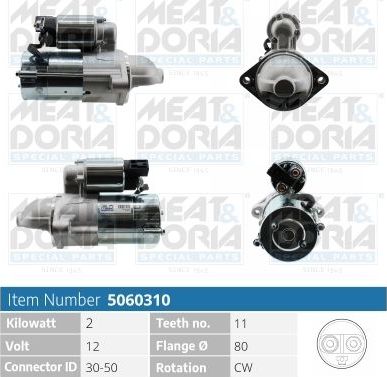 Стартер Meat & Doria для Kia Sorento II 2009-2026. Артикул 5060310