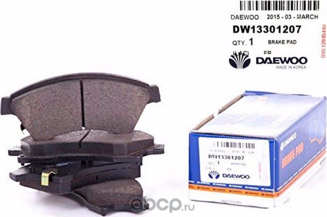 Колодки тормозные CHEVROLET Cruze (09-) OPEL Astra J передние (4шт.) (15) DAEWO (Daewoo). Артикул 13301207