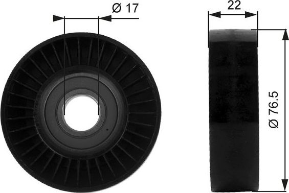 Направляющий (ведущий) ролик приводного поликлинового ремня Gates (полимерный материал). Артикул T36183