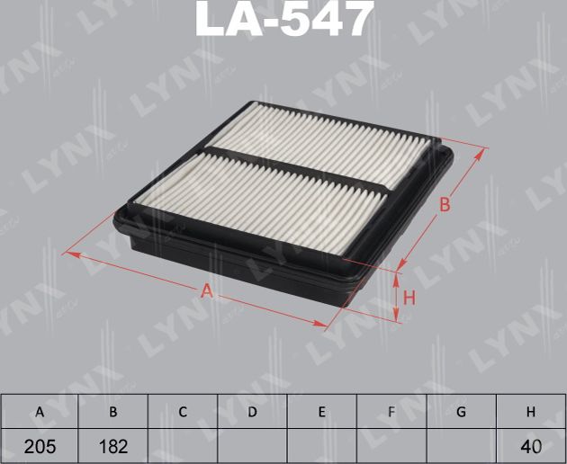 Воздушный фильтр LYNXauto для Honda Civic VI 1994-2001. Артикул LA-547