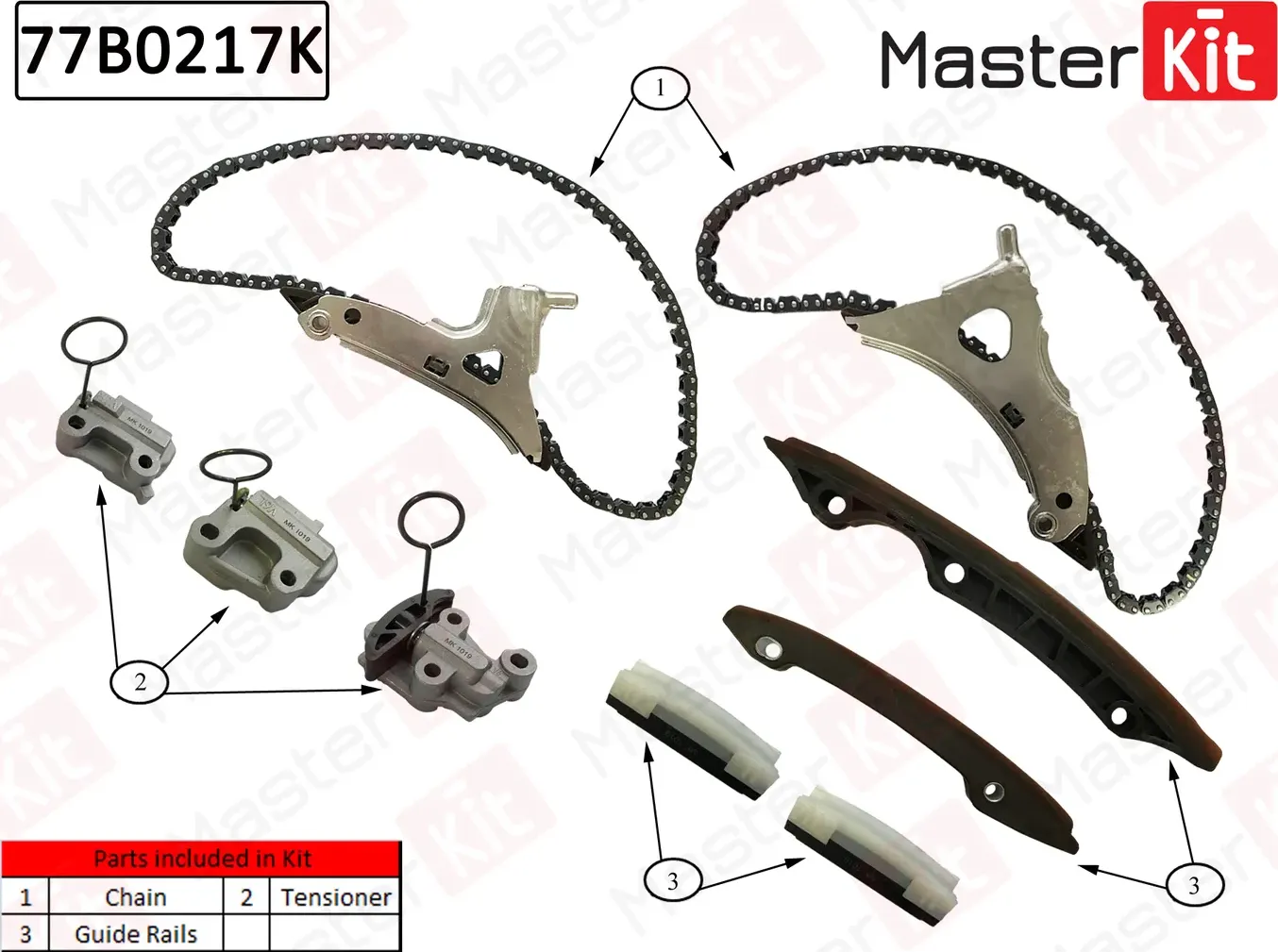 77B0217K Комплект цепи ГРМ Mercedes-Benz GL166 3.0-3.5I M276.821 (Master KIT). Артикул 77b0217k