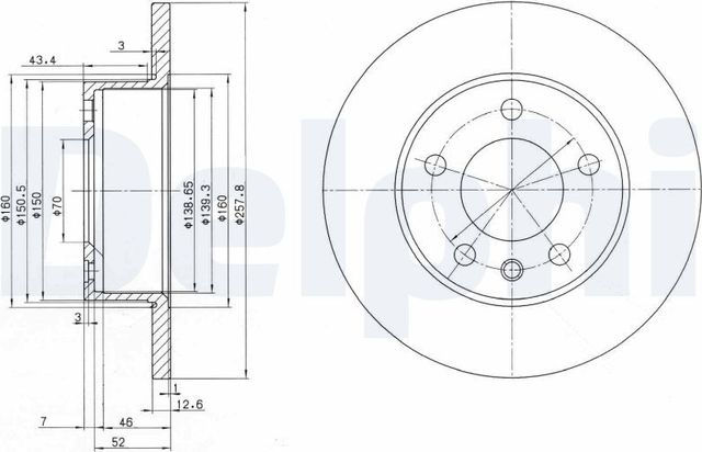 Тормозной диск Delphi передний для Opel Omega A 1986-1994. Артикул BG2380