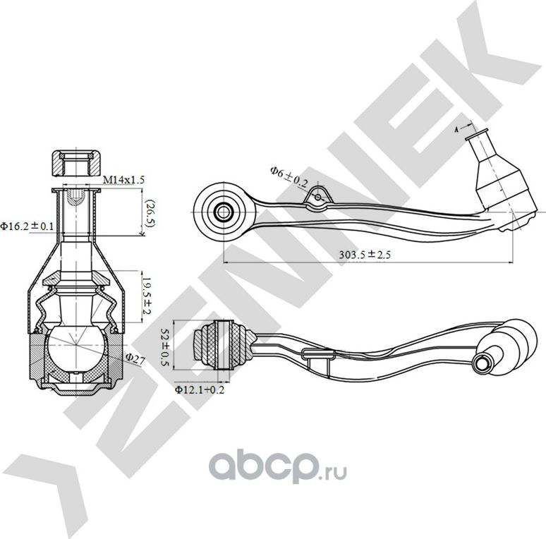 РЫЧАГ ПЕРЕДНИЙ НИЖНИЙ ЗАДНИЙ ПРАВЫЙ BMW E60 03 (Zennek). Артикул DCA0088