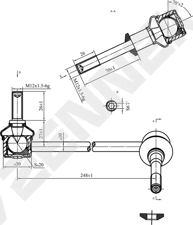 Тяга стабилизатора передняя правая BMW X5 E70/F15 06-18, X6 E71/E72 07-15 (Zennek). Артикул DST0143