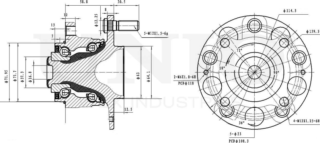 Ступица колеса с интегрированным подшипником (Unio). Артикул HUB-20244