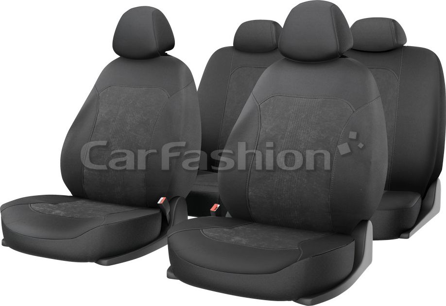 Чехлы универсальные CarFashion Trend Plus на сидения авто, цвет Темно-серый/Темно-серый/Темно-серый. Артикул 10115