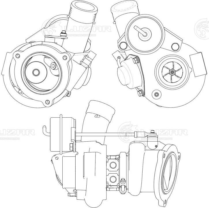 Турбокомпрессор для а/м Volvo XC90 (02-)/XC70 (02-) 2.5T (тип TD04L) (LAT 1017) (Luzar). Артикул lat-1017