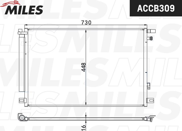 Радиатор кондиционера (конденсатор) Miles. Артикул ACCB309