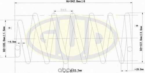 Пружина подвески G.U.D. передняя для Volkswagen Golf II 1983-1991. Артикул GCS095006