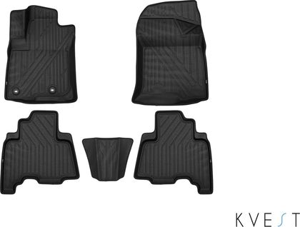 Коврики KVEST 3D для салона Toyota Land Cruiser Prado 150 Рестайлинг 2013-2017 Черный, серый кант. Артикул KVESTTYT00002K1