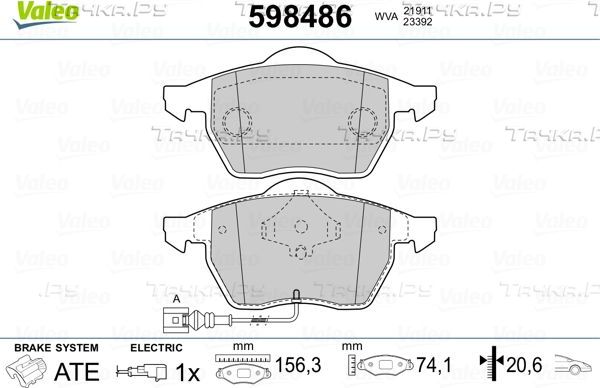 Тормозные колодки Valeo передние для Volkswagen Golf III 1994-1999. Артикул 598486